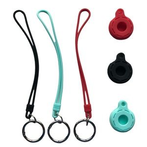 NEW 3 AirTag Silicone Holder Key Fob Strap Luggage Tag Black Red Aqua Tracker